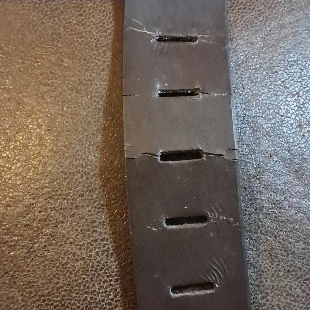 Anne Klein Women Brown Leather Belt Size L  Lion Logo Wide Classic Preowned